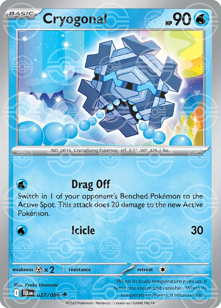 BLK - Black Bolt - 027/086 - Cryogonal (Poké Ball Holo)