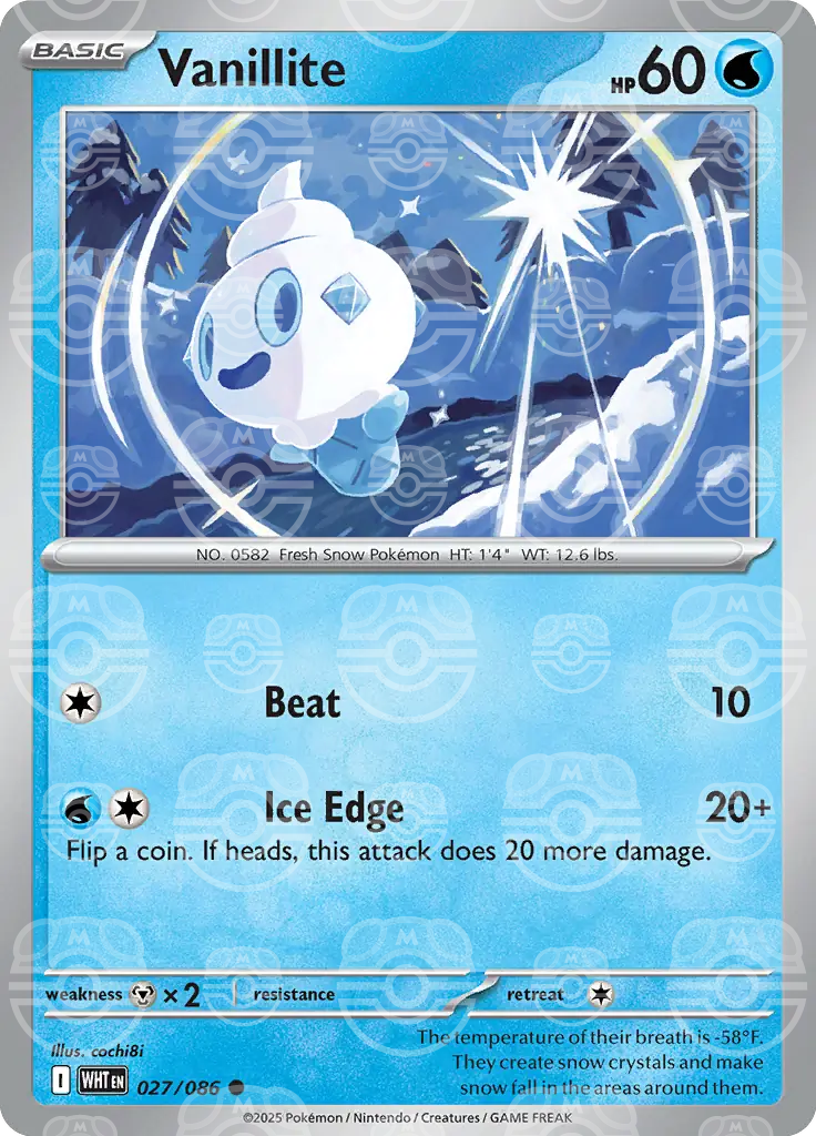 WHT - White Flare - 027/086 - Vanillite (Master Ball Holo)