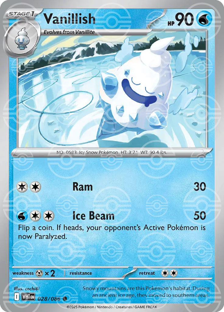 WHT - White Flare - 028/086 - Vanillish (Poké Ball Holo)