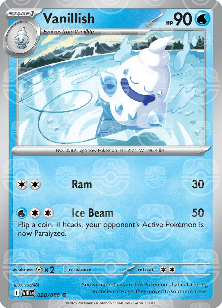 WHT - White Flare - 028/086 - Vanillish (Master Ball Holo)