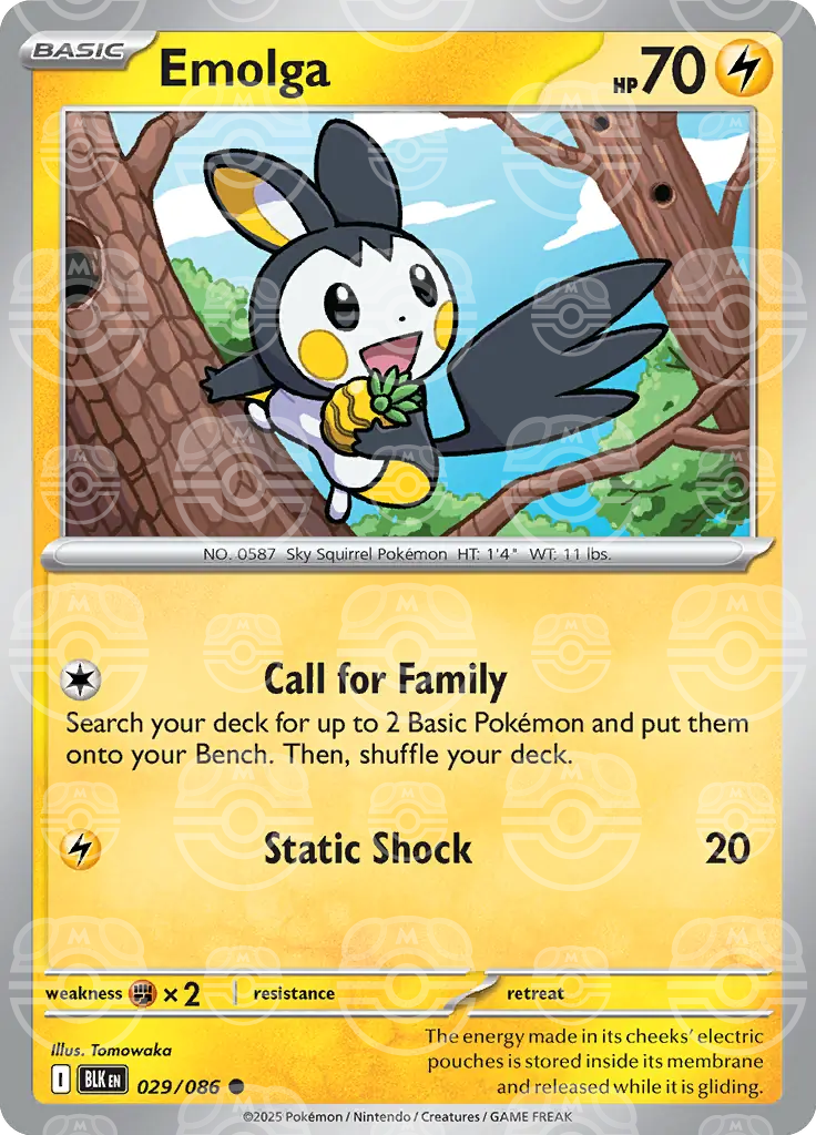 BLK - Black Bolt - 029/086 - Emolga (Master Ball Holo)
