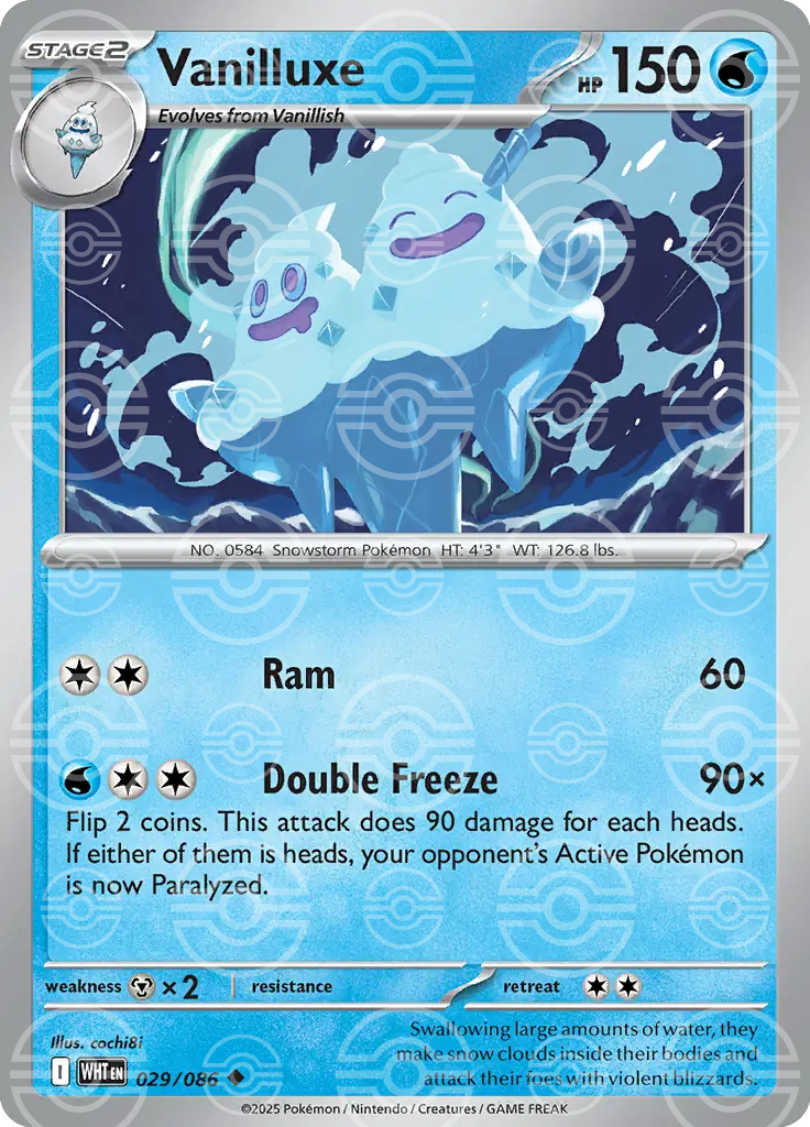 WHT - White Flare - 029/086 - Vanilluxe (Poké Ball Holo)
