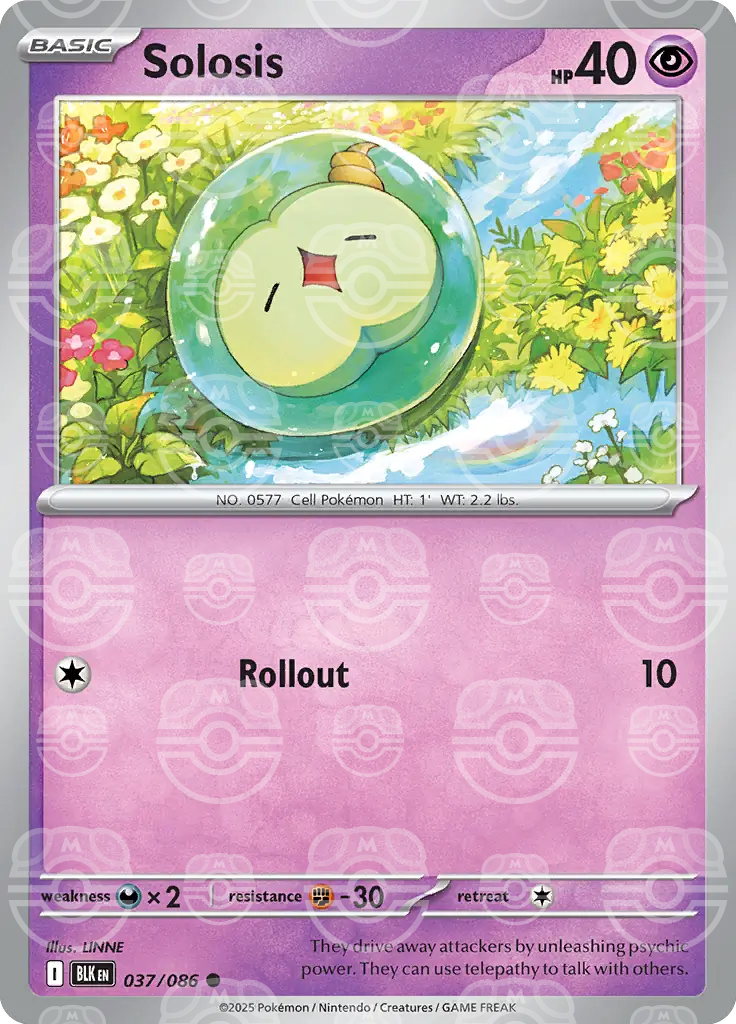 BLK - Black Bolt - 037/086 - Solosis (Master Ball Holo)
