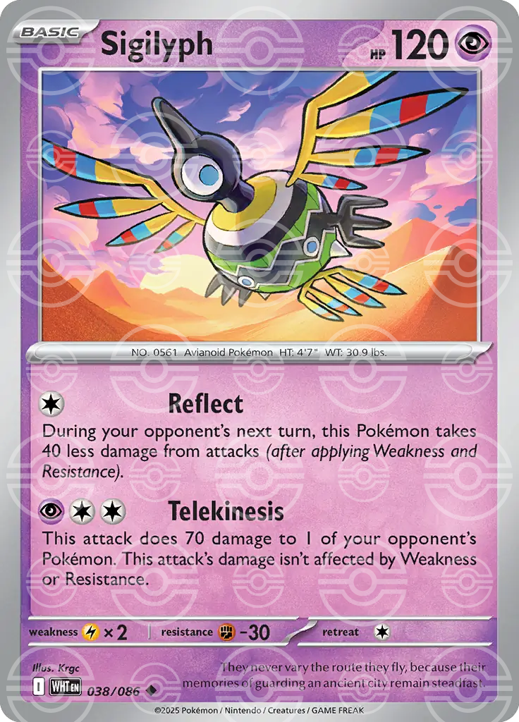 WHT - White Flare - 038/086 - Sigilyph (Poké Ball Holo)