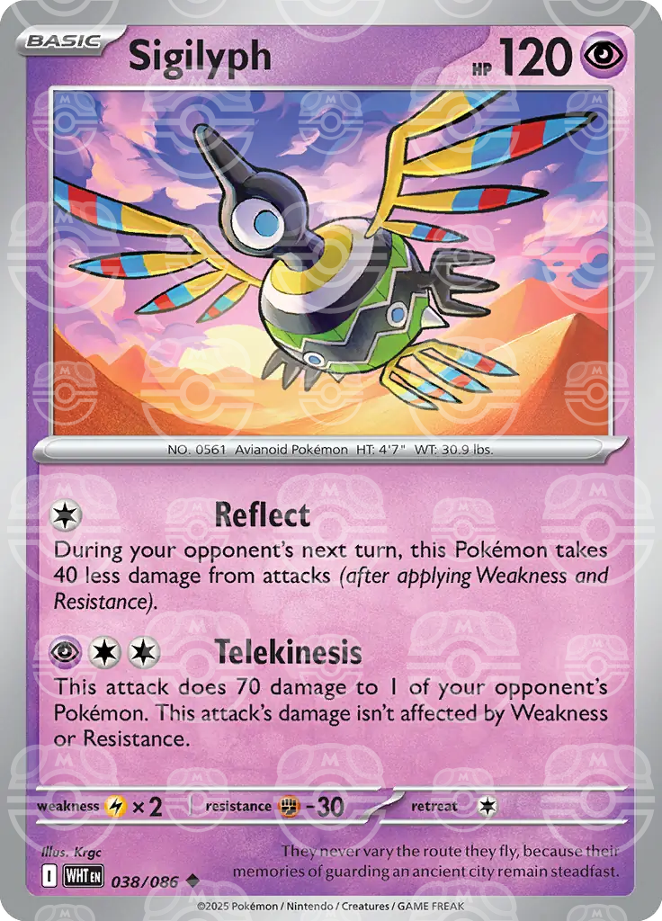 WHT - White Flare - 038/086 - Sigilyph (Master Ball Holo)