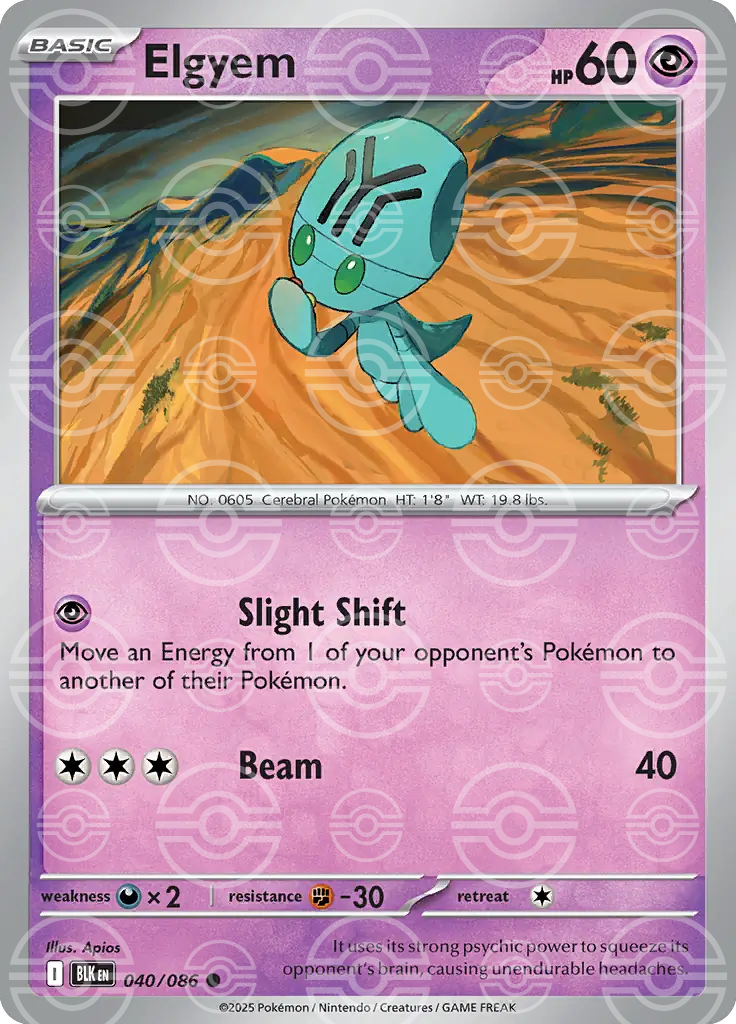 BLK - Black Bolt - 040/086 - Elgyem (Poké Ball Holo)