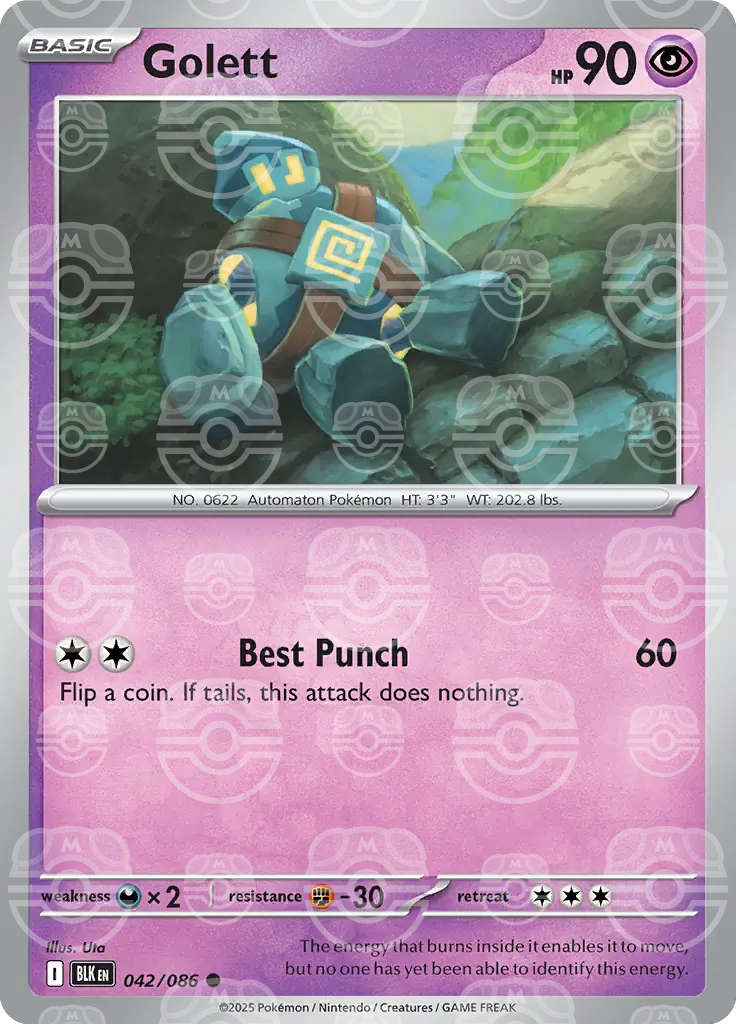 BLK - Black Bolt - 042/086 - Golett (Master Ball Holo)