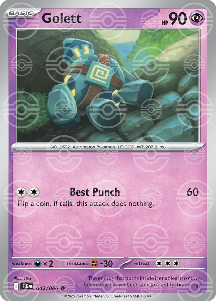 BLK - Black Bolt - 042/086 - Golett (Poké Ball Holo)