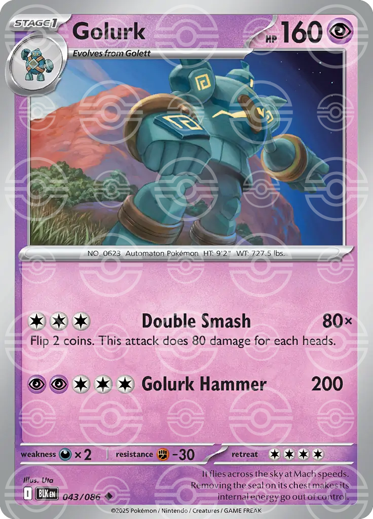 BLK - Black Bolt - 043/086 - Golurk (Poké Ball Holo)