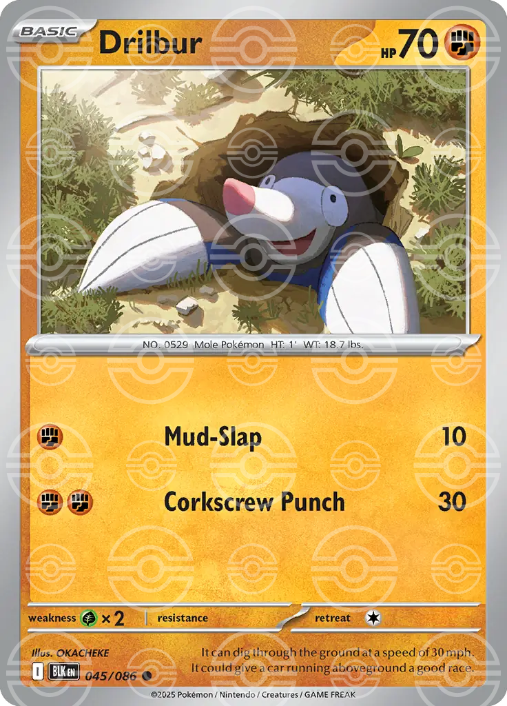 BLK - Black Bolt - 045/086 - Drilbur (Poké Ball Holo)