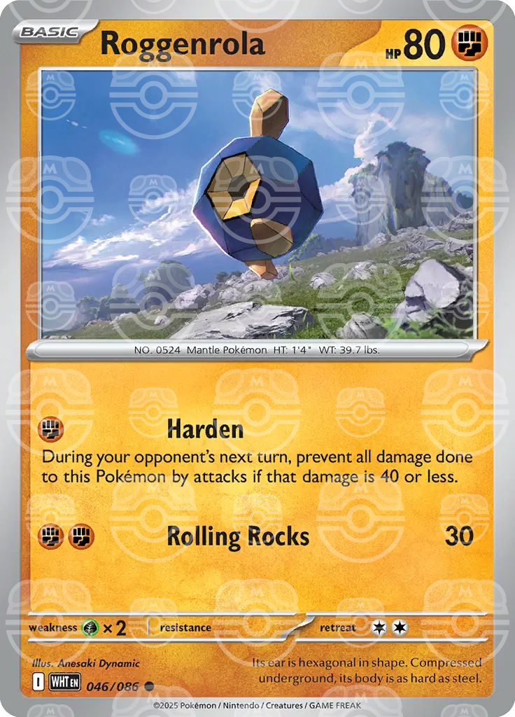 WHT - White Flare - 046/086 - Roggenrola (Master Ball Holo)