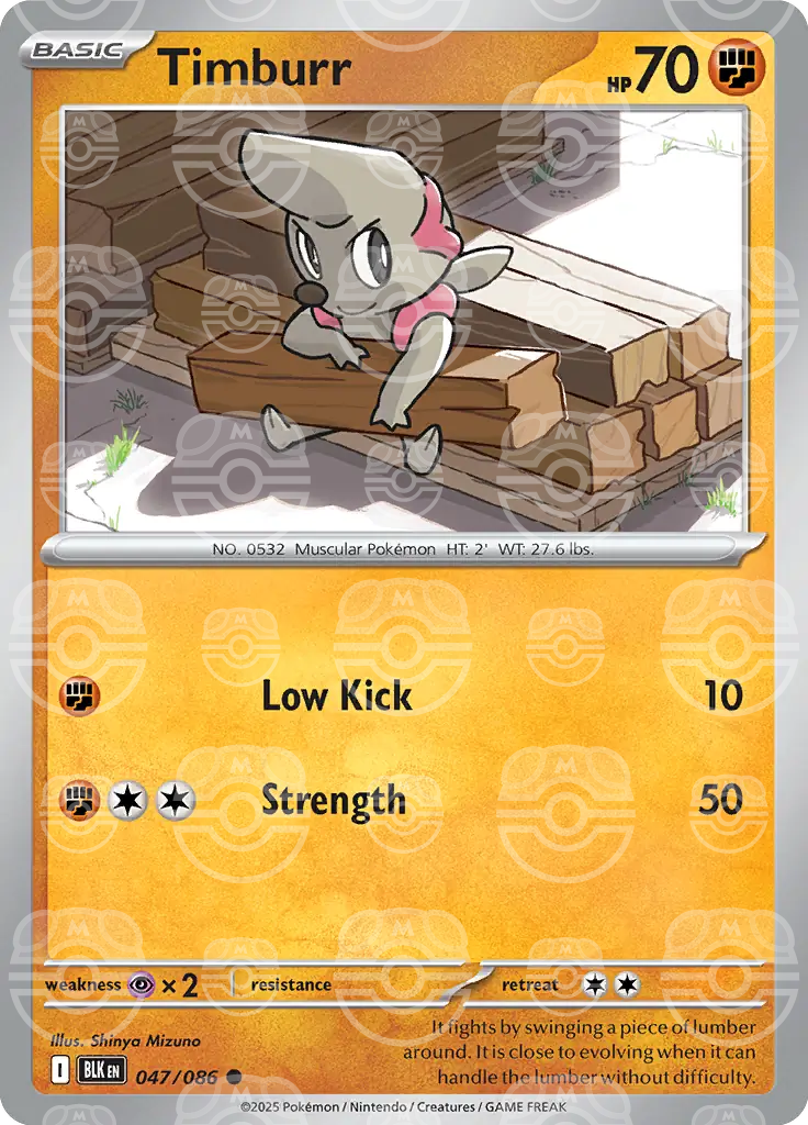 BLK - Black Bolt - 047/086 - Timburr (Master Ball Holo)