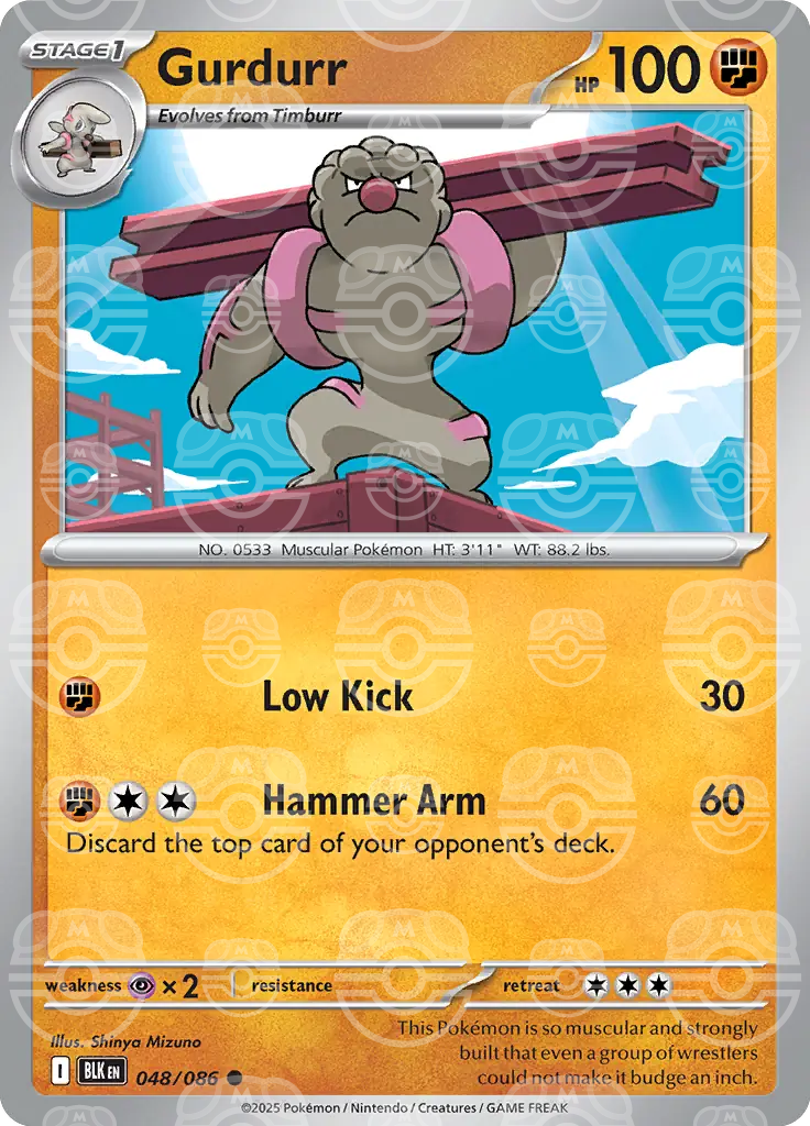 BLK - Black Bolt - 048/086 - Gurdurr (Master Ball Holo)