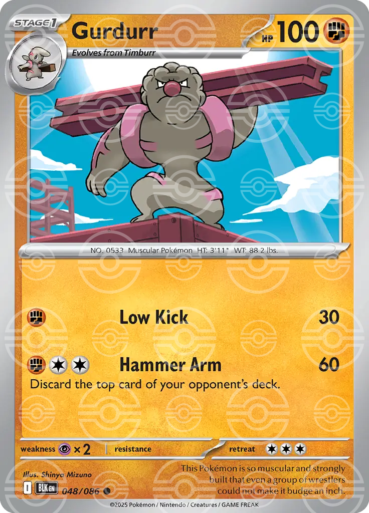 BLK - Black Bolt - 048/086 - Gurdurr (Poké Ball Holo)