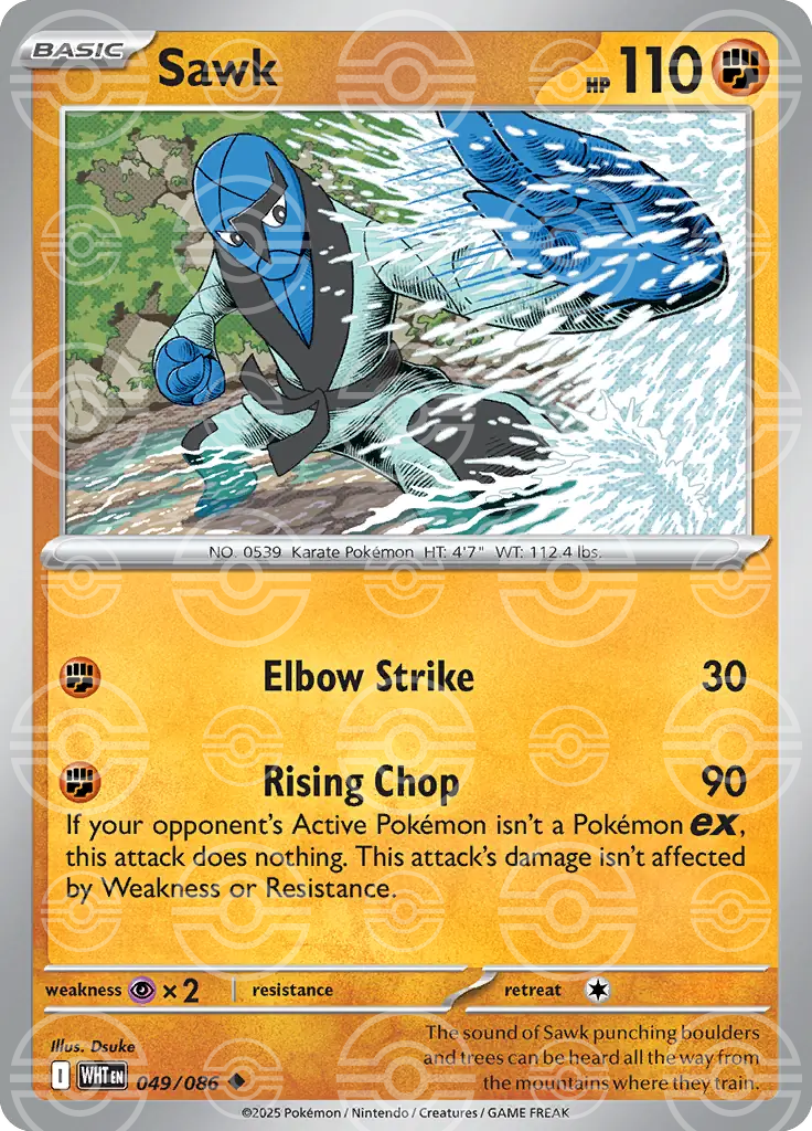 WHT - White Flare - 049/086 - Sawk (Poké Ball Holo)