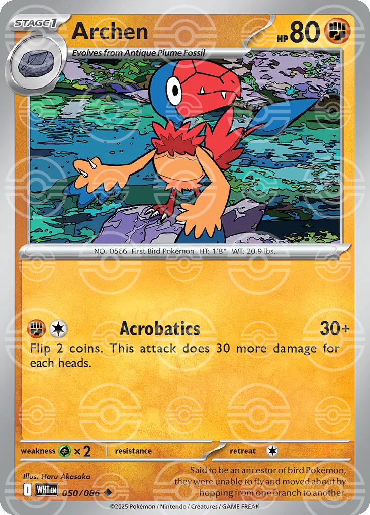 WHT - White Flare - 050/086 - Archen (Poké Ball Holo)