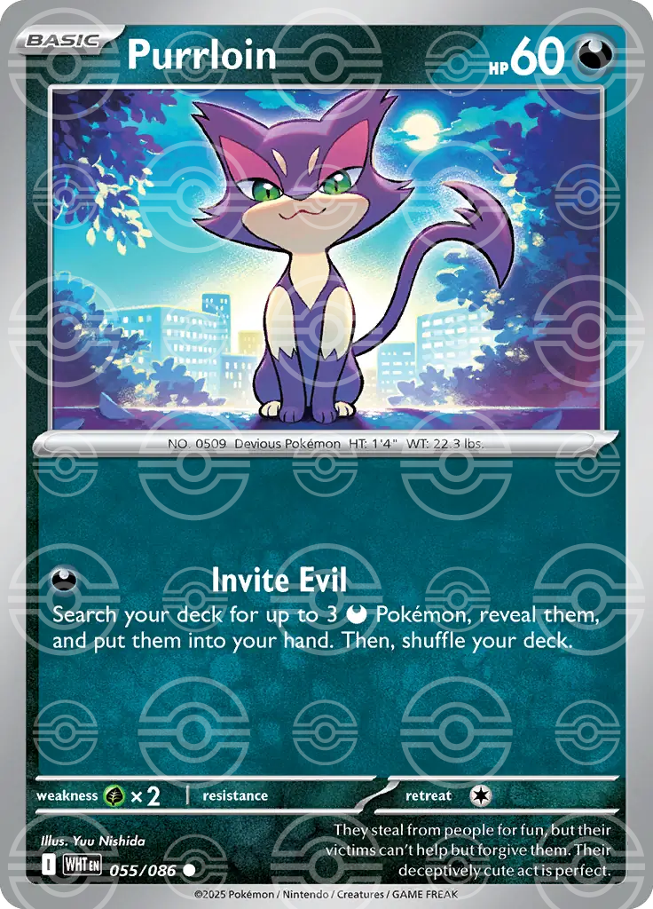 WHT - White Flare - 055/086 - Purrloin (Poké Ball Holo)