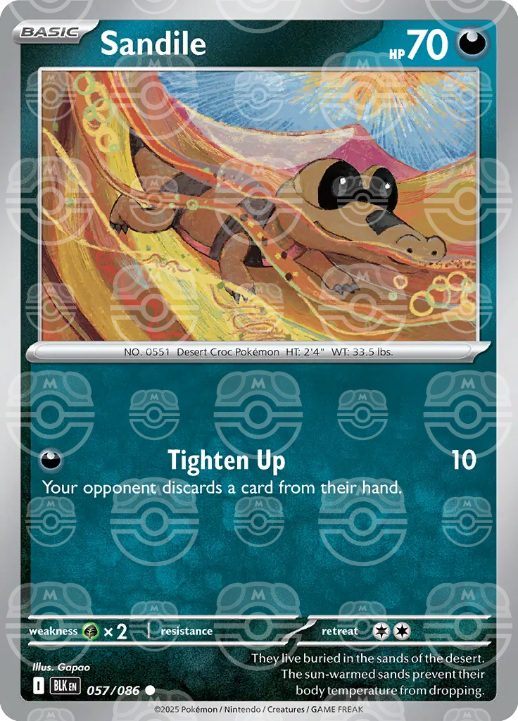 BLK - Black Bolt - 057/086 - Sandile (Master Ball Holo)
