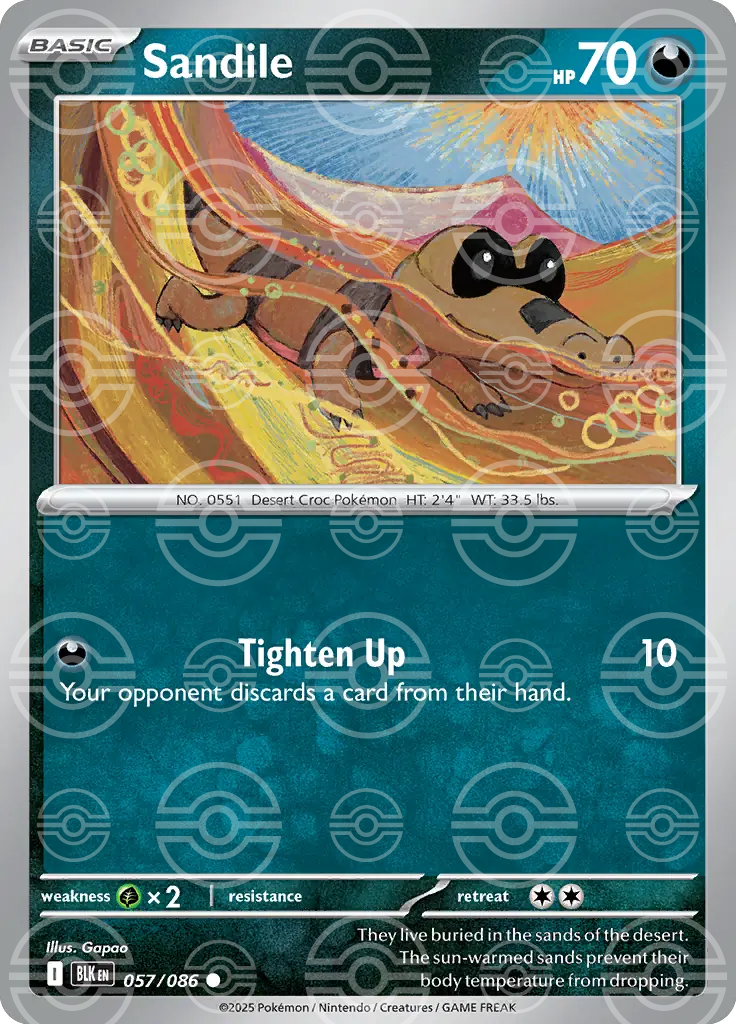 BLK - Black Bolt - 057/086 - Sandile (Poké Ball Holo)