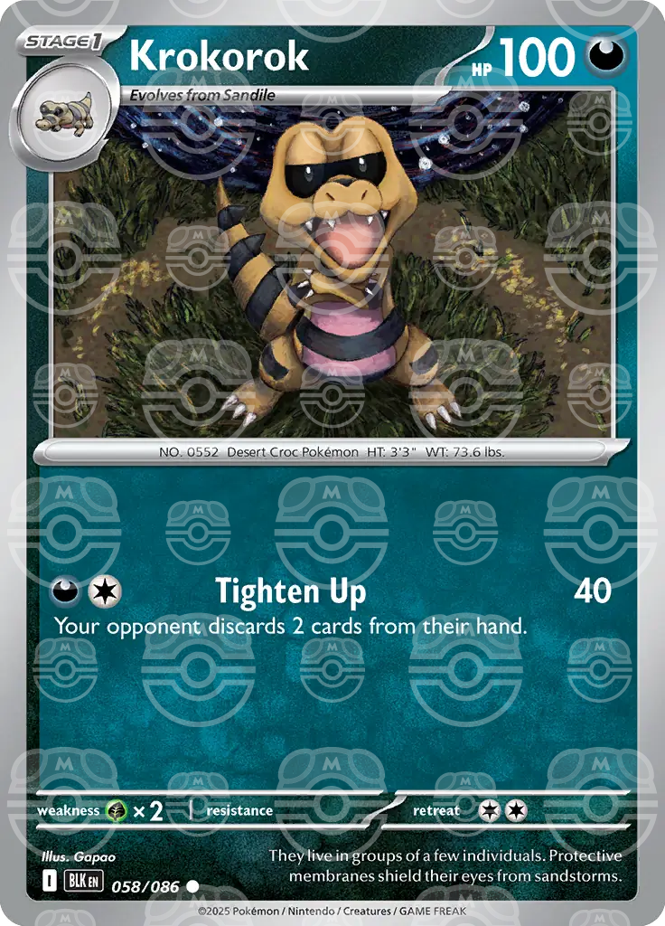 BLK - Black Bolt - 058/086 - Krokorok (Master Ball Holo)