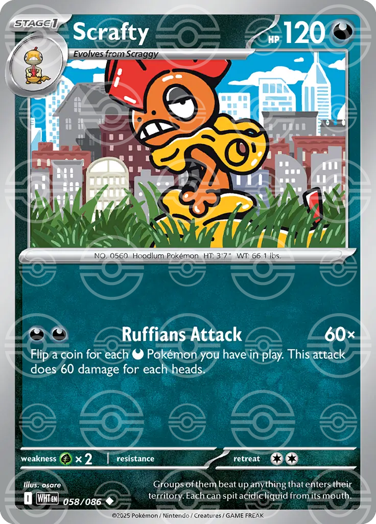 WHT - White Flare - 058/086 - Scrafty (Poké Ball Holo)