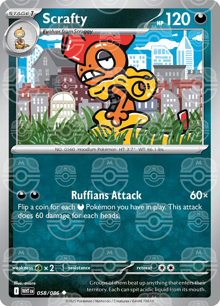 WHT - White Flare - 058/086 - Scrafty (Master Ball Holo)