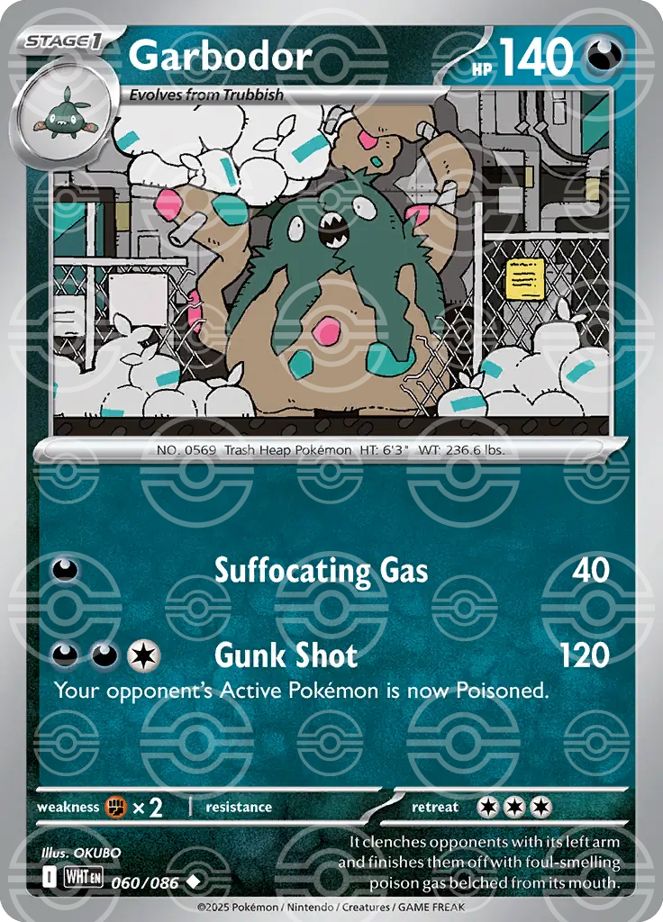 WHT - White Flare - 060/086 - Garbodor (Poké Ball Holo)