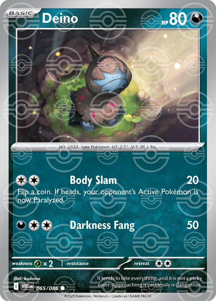 WHT - White Flare - 065/086 - Deino (Poké Ball Holo)