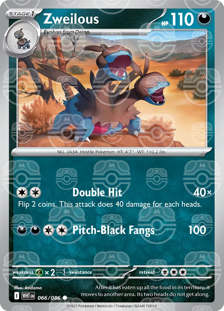 WHT - White Flare - 066/086 - Zweilous (Master Ball Holo)