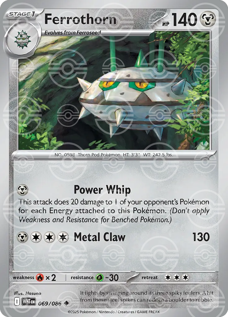 WHT - White Flare - 069/086 - Ferrothorn (Poké Ball Holo)