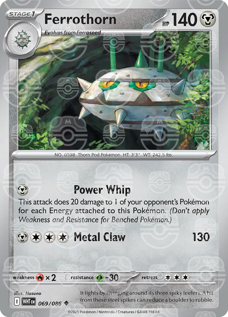 WHT - White Flare - 069/086 - Ferrothorn (Master Ball Holo)