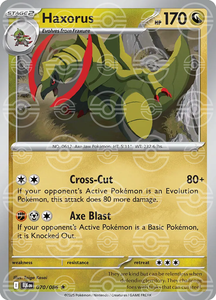 BLK - Black Bolt - 070/086 - Haxorus (Poké Ball Holo)