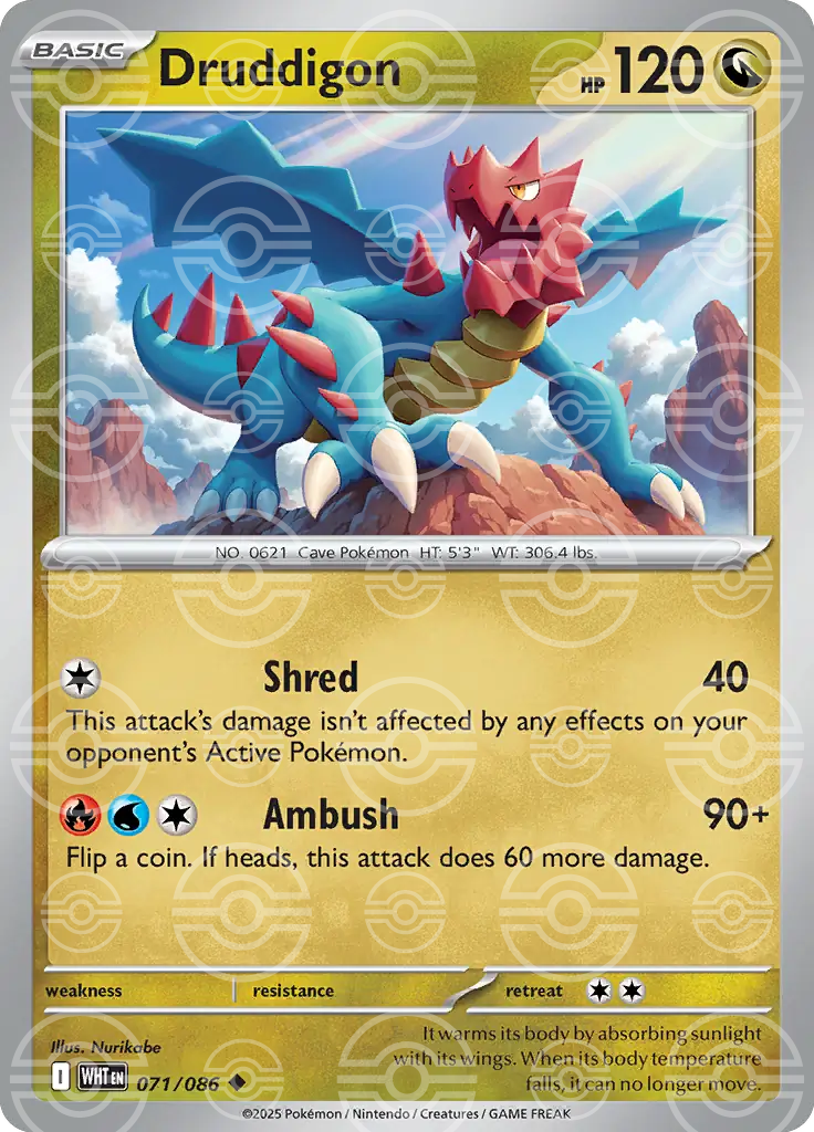 WHT - White Flare - 071/086 - Druddigon (Poké Ball Holo)