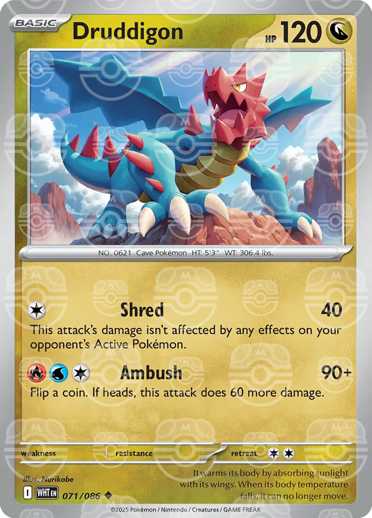 WHT - White Flare - 071/086 - Druddigon (Master Ball Holo)