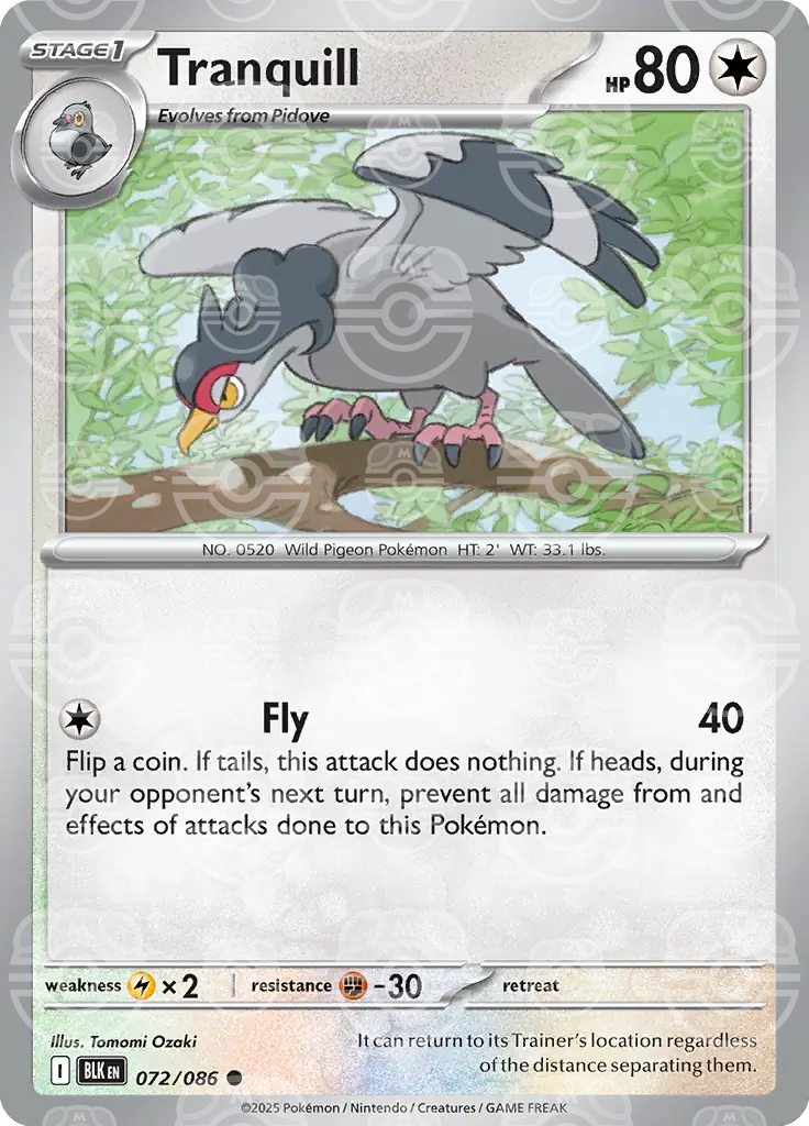 BLK - Black Bolt - 072/086 - Tranquill (Master Ball Holo)