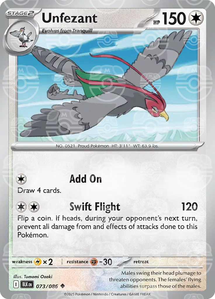 BLK - Black Bolt - 073/086 - Unfezant (Master Ball Holo)