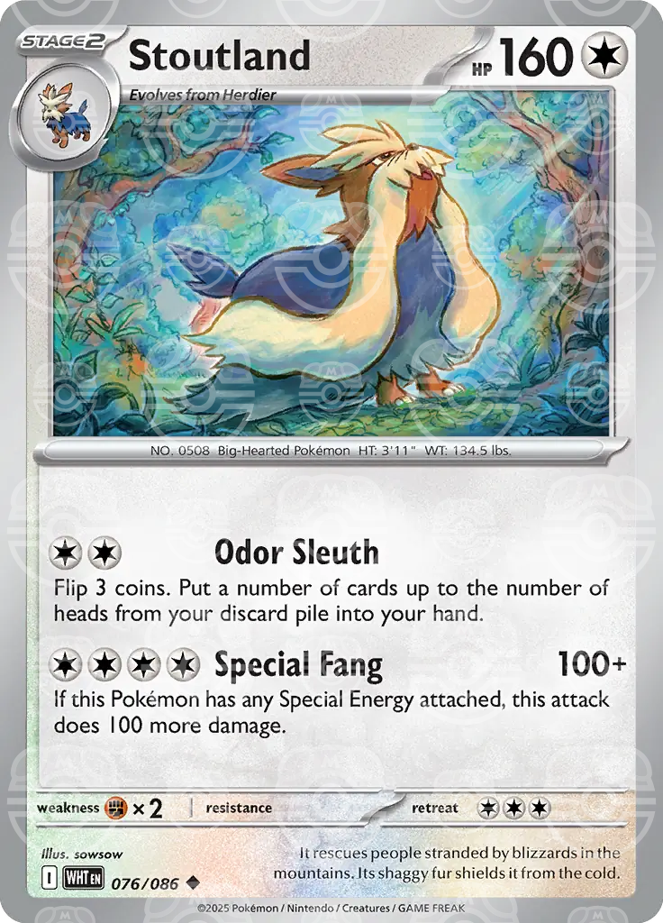 WHT - White Flare - 076/086 - Stoutland (Master Ball Holo)
