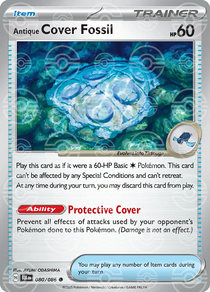 BLK - Black Bolt - 080/086 - Antique Cover Fossil (Poké Ball Holo)