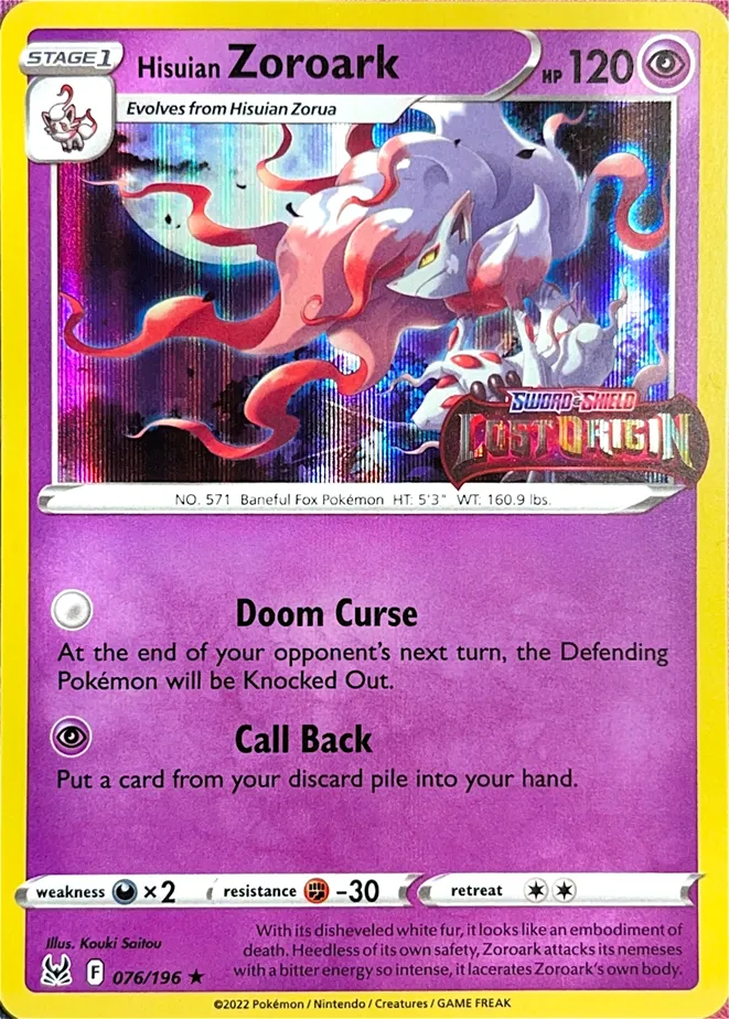 Lost Origin - 076/196 - Hisuian Zoroark (Stamped Holo)
