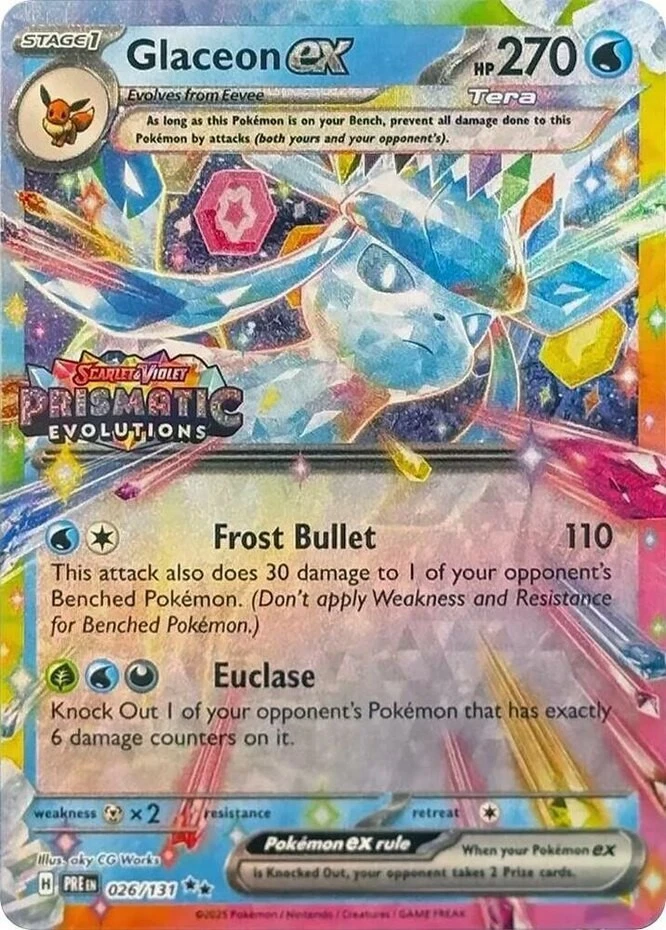 Prismatic Evolutions - 026/131 - Glaceon ex (Stamped)