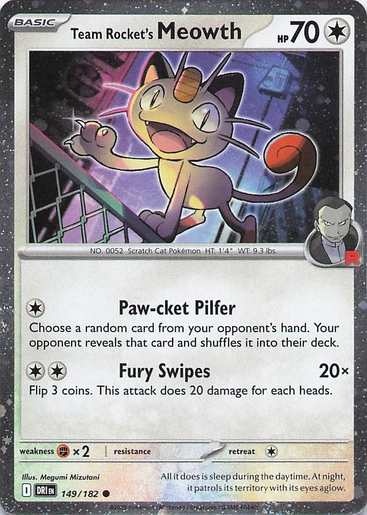 Destined Rivals - 149/182 - Team Rocket's Meowth (Cosmos Holo)