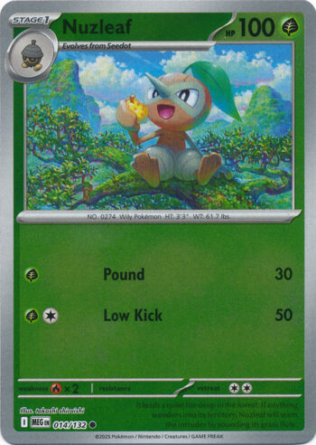 Karta Pokémon – Mega Evolution – 014/132 – Nuzleaf (Reverse Holo)