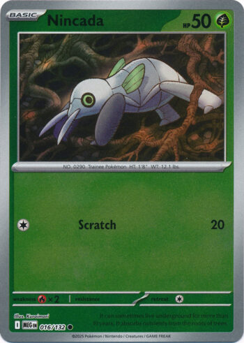 Karta Pokémon – Mega Evolution – 016/132 – Nincada (Reverse Holo)