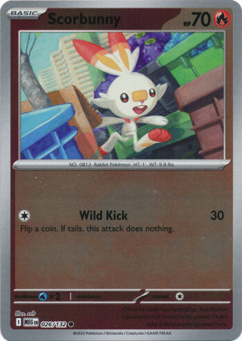 Karta Pokémon – Mega Evolution – 026/132 – Scorbunny (Reverse Holo)