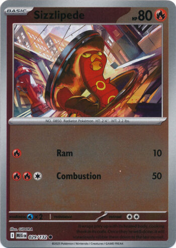 Karta Pokémon – Mega Evolution – 029/132 – Sizzlipede (Reverse Holo)