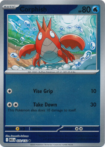 Karta Pokémon – Mega Evolution – 033/132 – Corphish (Reverse Holo)
