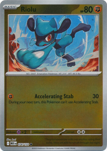 Karta Pokémon – Mega Evolution – 076/132 – Riolu (Reverse Holo)
