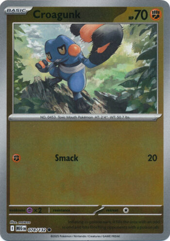 Karta Pokémon – Mega Evolution – 078/132 – Croagunk (Reverse Holo)