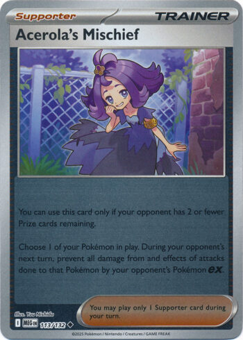 Karta Pokémon – Mega Evolution – 113/132 – Acerola’s Mischief (Reverse Holo)