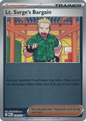 Karta Pokémon – Mega Evolution – 120/132 – Lt. Surge’s Bargain (Reverse Holo)